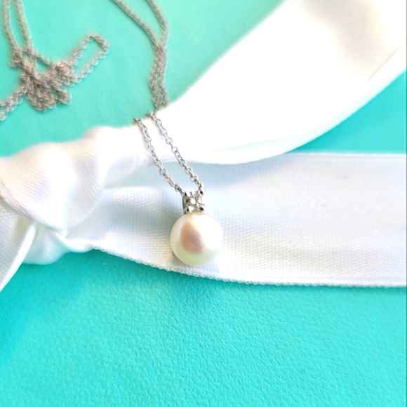 18k pearl diamond necklace - Picture 4 of 10